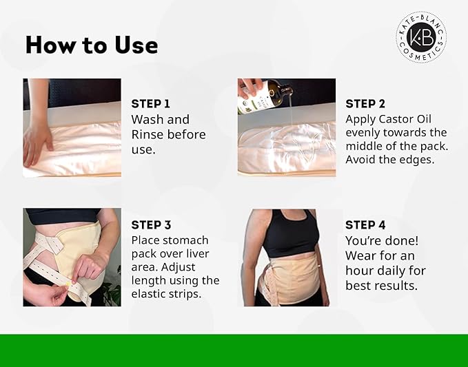 Castor Oil Pack Wrap Set (Includes 16oz Castor Oil Glass Bottle)