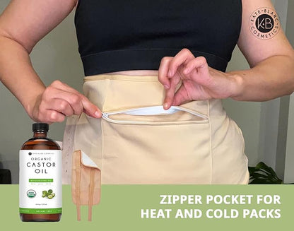 Castor Oil Pack Wrap Set (Includes 16oz Castor Oil Glass Bottle)