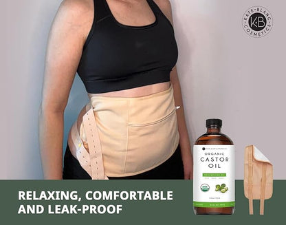 Castor Oil Pack Wrap Set (Includes 16oz Castor Oil Glass Bottle)