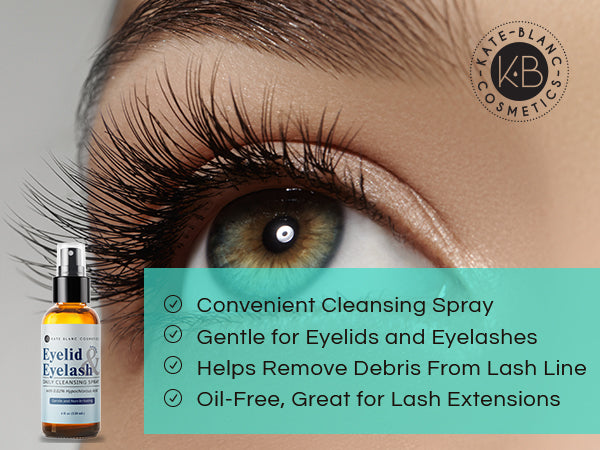 Eyelid & Eyelash Cleanser Spray with .02% Hypochlorous Acid. Gentle Daily Facial Spray for Skin (4oz)