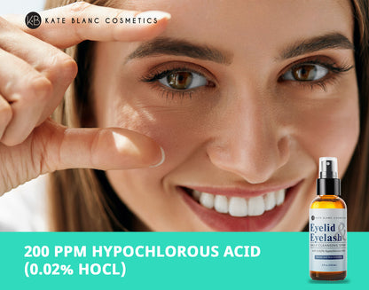 Eyelid & Eyelash Cleanser Spray with .02% Hypochlorous Acid. Gentle Daily Facial Spray for Skin (4oz)