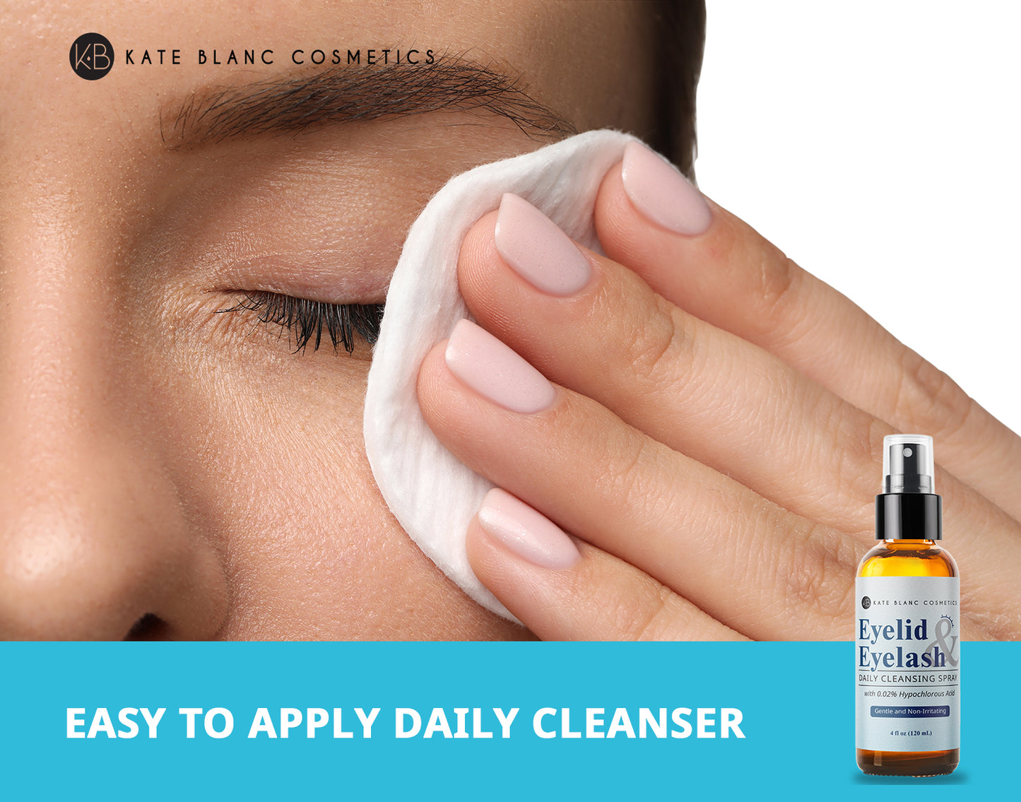 Eyelid & Eyelash Cleanser Spray with .02% Hypochlorous Acid. Gentle Daily Facial Spray for Skin (4oz)