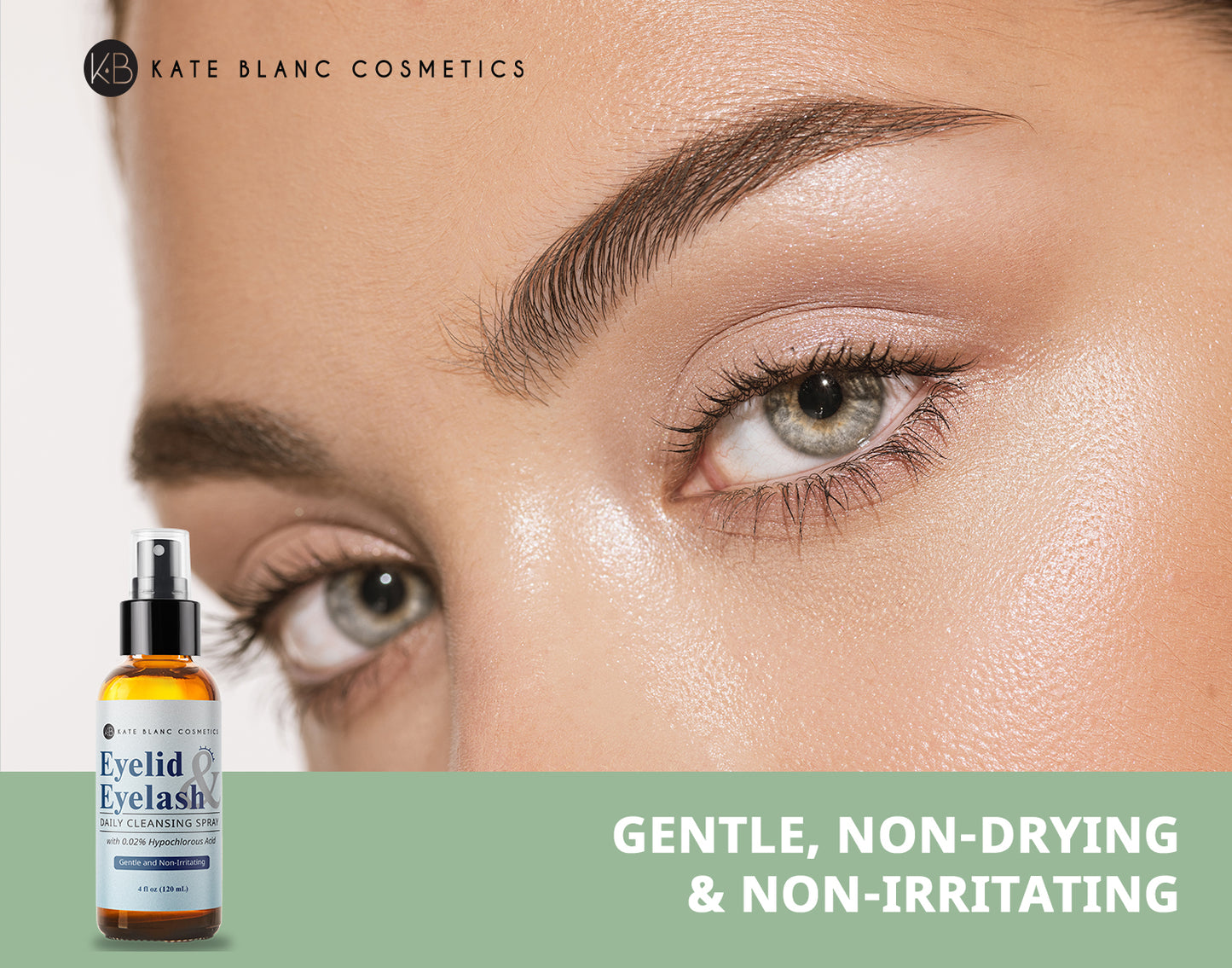 Eyelid & Eyelash Cleanser Spray with .02% Hypochlorous Acid. Gentle Daily Facial Spray for Skin (4oz)
