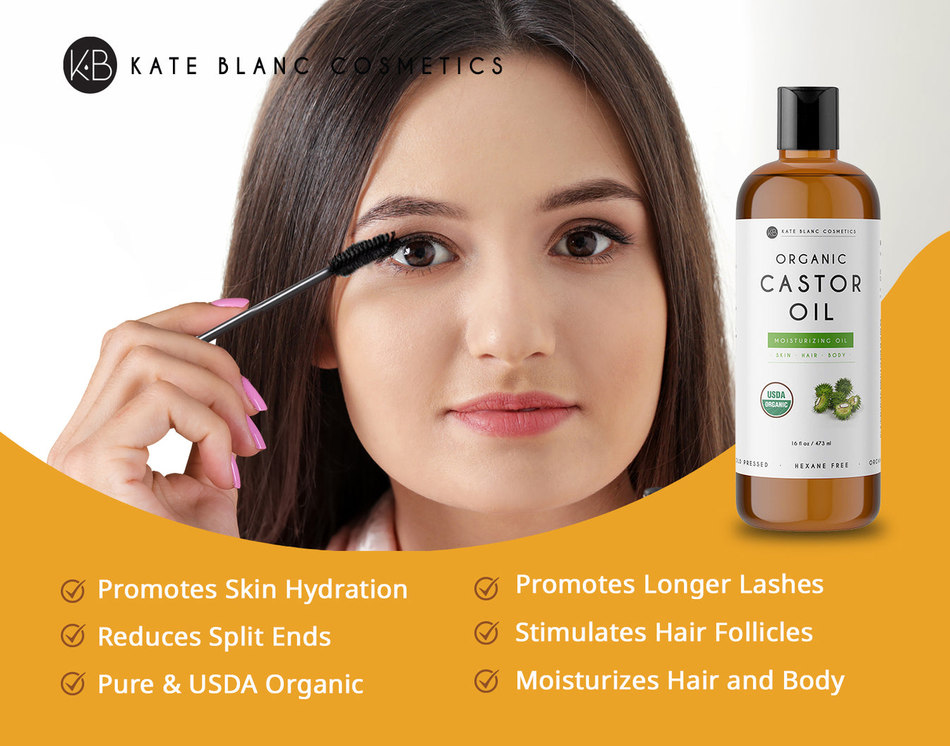 Organic Castor Oil 16oz – Kate Blanc Cosmetics